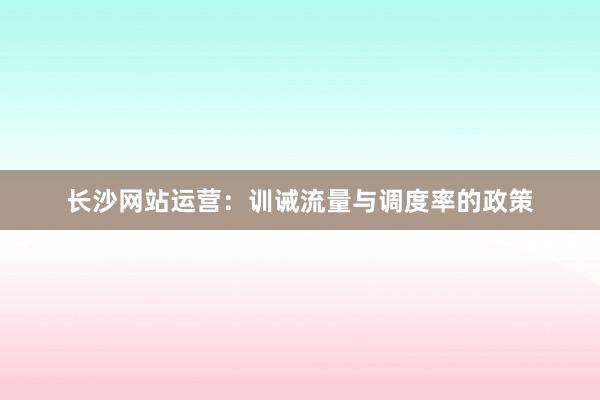 长沙网站运营：训诫流量与调度率的政策